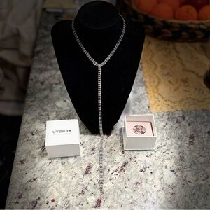 NEW Silver Crystal Y-Drop Lariat Necklace